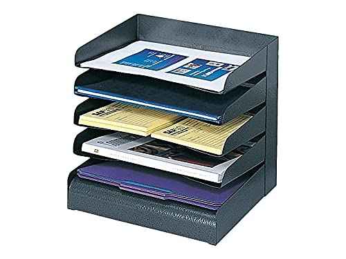 Safco 3127BL Steel Desk Organizer Tray Sorter with 5 Shelves, Black