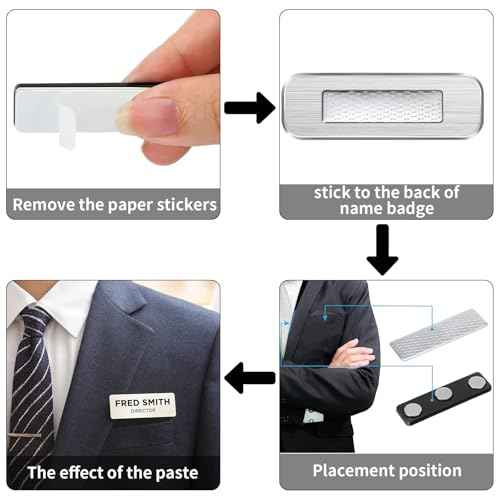 5 Pack Name Tag Magnets with 3 Neodymium Magnets & 3M Adhesive Backing for ID Badge Holders on Uniform Jackets (Black)