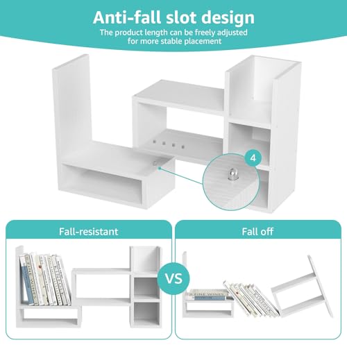 NUTIKAS White Desk Shelves Organizer - Adjustable Multi-Level Office Storage