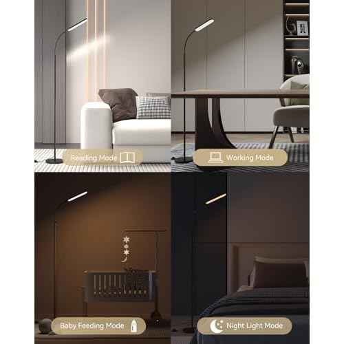 LED Floor Lamp with Remote Control Foot Switch for Living Room, Stepless Adjustable Colour Temperature Brightness Standing Lamp with Timer, Eye Caring Tall Lamp Reading for Bedroom,office, Gift