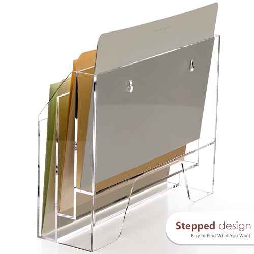 DINGHUO Acrylic Hanging Wall File Folder Organizer for Desk, Clear 3 Tier Document Paper Magazine Holder for Home, Office Organization, School - 1 Pack