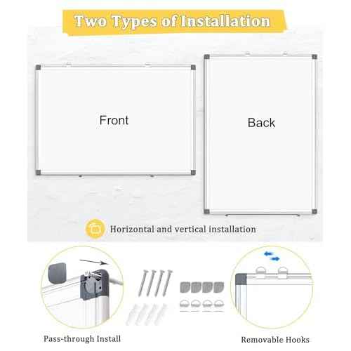 Double-Sided Magnetic Whiteboard, 30" x 20" Dry Erase Board, Aluminum Frame White Board for Wall, Hanging Mounting White Board Dry Erase Marker Board with 4 Markers, 1 Pen Tray