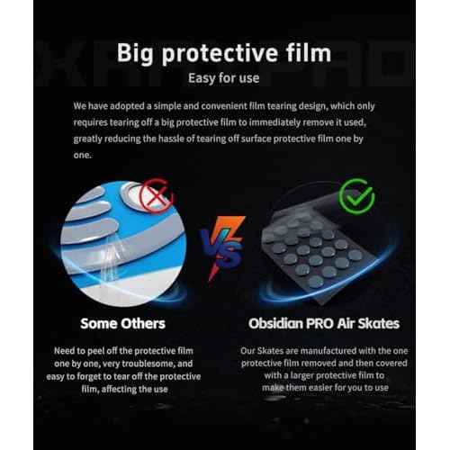 X-Raypad Obsidian Air/Pro Air Speed Mouse Skates, U-PE Universal Dot Mouse Skates Offers Excelent Wear Resistance, Speed & Control Abrasion Resistance Less Noise