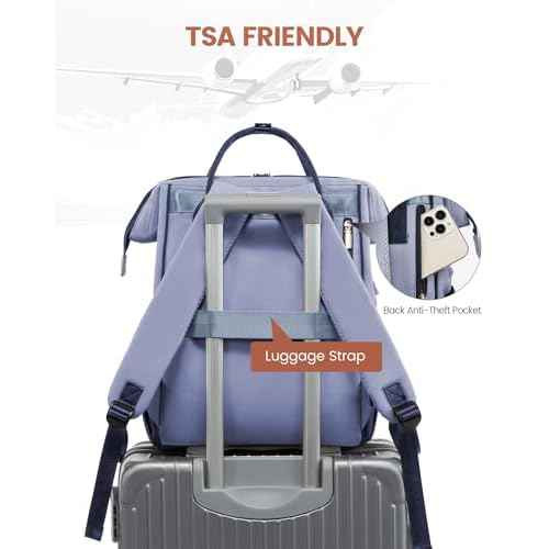 LOVEVOOK Laptop Backpack for Women 15.6 Inch, Travel Backpack with USB Charging Port Large Capacity Laptop Bag, Waterproof Bag for Business College Airline Approved Work Backpack(Grey Navy)