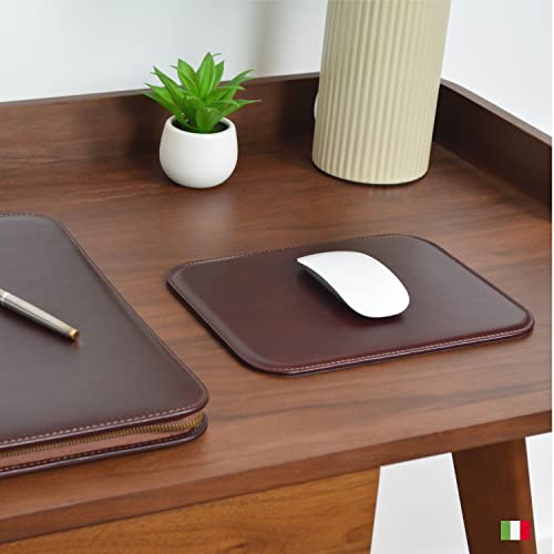 Maruse Italian Leather Mouse Pad for Home or Office Desktop, Handmade in Italy, Navy