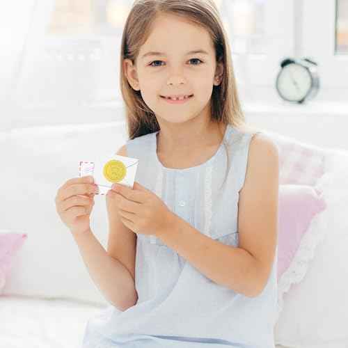 Mini Tooth Receipt Set - 20 Set Pink Tooth Cards with Envelope and Fairy Letter for Kids, Lost Teeth Certificate Keepsake Postmark Gift Bag with Seal Stickers for Girls Boys Home School Award