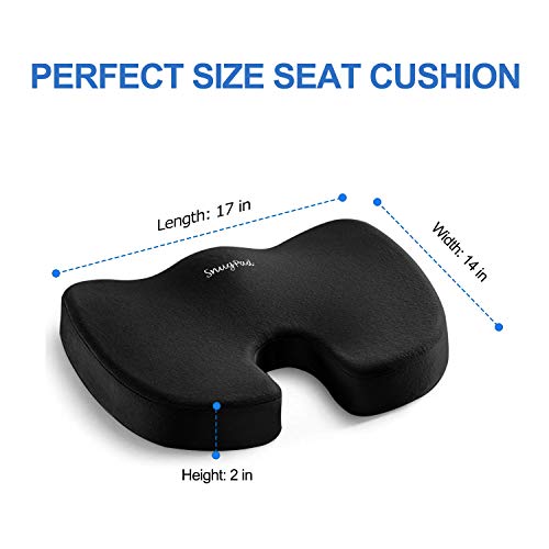 SnugPad Black Memory Foam Seat Cushion - Sciatica, Back, Hip, and Tailbone Pain Relief, Firm Version, Support for Office Chair, Wheelchair, Car. Non-Slip Orthopedic Coccyx Memory Foam (2 Pack)