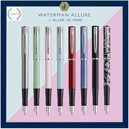 Waterman Graduate Allure Fountain Pen, Black Lacquer, Fine Nib, Blue Ink, Gift Box