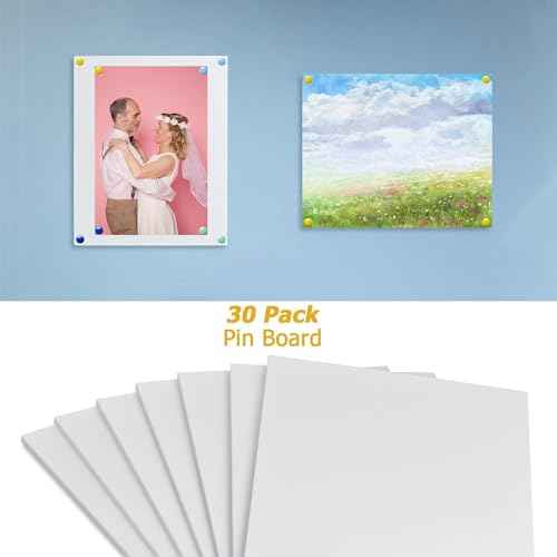 30 Pack White Foam Board 8x10 inch, White Foam Core Boards Baking Board Mat Board Center, 3/16in Thick White Crafts Foam Board Sheet Polystyrene Boards for Projects Art Display