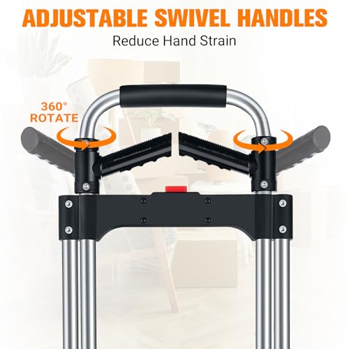 380 LB Capacity Folding Hand Truck Heavy Duty Foldable Dolly Cart with Wheels, Aluminum Collapsible Hand Cart Portable Trolley Dolley with Telescoping Handle for Moving Use Gorpuire