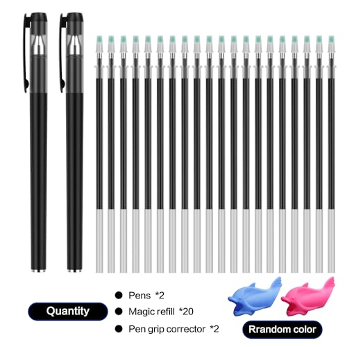 Grooved book magic pens for kids disappearing ink pens and reusable grooved handwriting practice or grooved writing books for kids 3-5, children magic copy books, invisible ink pen refills.