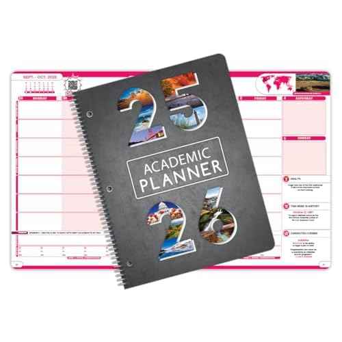 Dated Middle High School Student Planner 2025-2026 Academic School Year, Large (8.5" by 11") Matrix Style Datebook with Telluride Cover