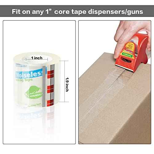 Packing Tape with Dispenser Clear Noiseless Packaging Tape for Shipping Moving Strong Sealing Adhesive Industrial Depot Tapes for Storage 1.96 inch x 33 Yards 1¡± Core 3 Pack