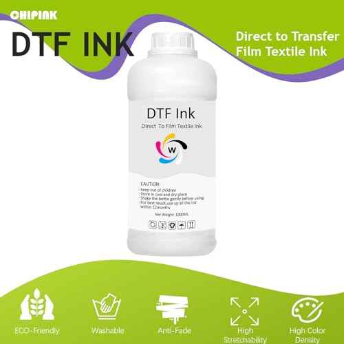 White DTF Ink 1000ML for DTF Printer Printhead L1800 ET-8550 P800 R1390 XP15000 XP600 DX5 i3200, High Fluidity Sediment-Free Premium DTF Transfer Ink for Heat Transfer Film T-Shirt Printing