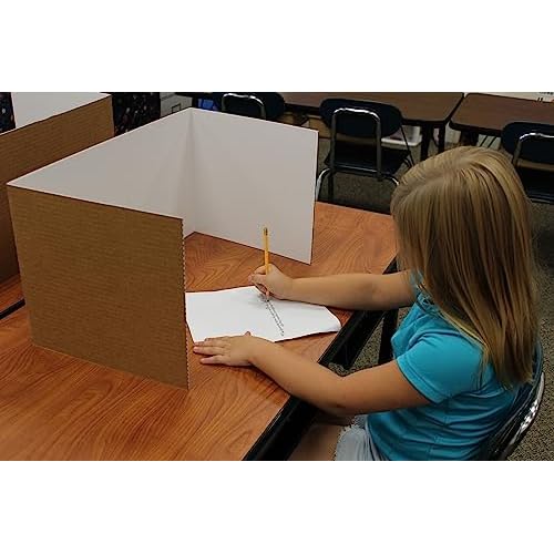 Flipside Products 12¡±x 48¡± White Study Carrels, Privacy Boards, Student Privacy and Focus Booth for The Classroom, Desk Divider Cubby for Tests, Made in USA - 24 Pack