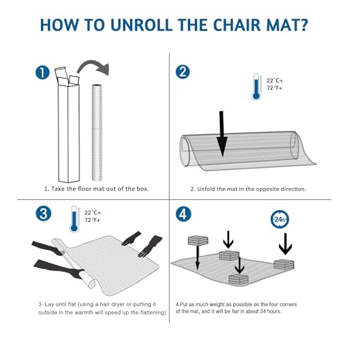 Office Chair Mat for Carpet, 45" x 53" Low Pile Carpet Protector Mat for Office Chair, Under Desk Office Mats for Rolling Chairs, Easy Glide, with Lip
