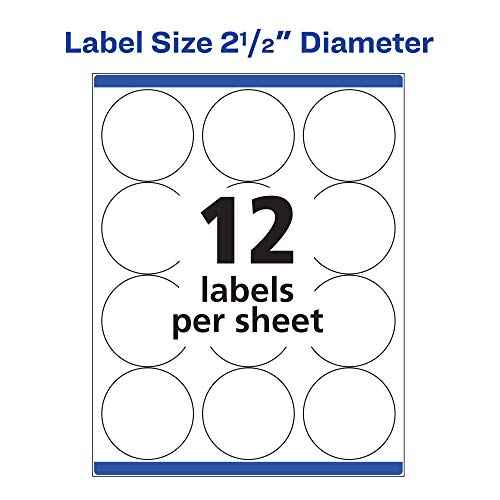 Avery High Visibility Printable Round Labels with Sure Feed, 2.5" Diameter, White, 300 Customizable Blank Labels Total (5294)