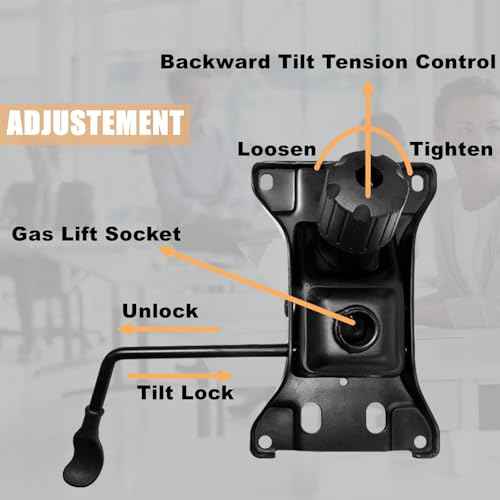 Heavy Duty 500LBs Office Chair Tilt Control Mechanism Replacement Parts, Office Chair Swivel Tilt Base W/6" x 10.2" Mounting Holes - Black