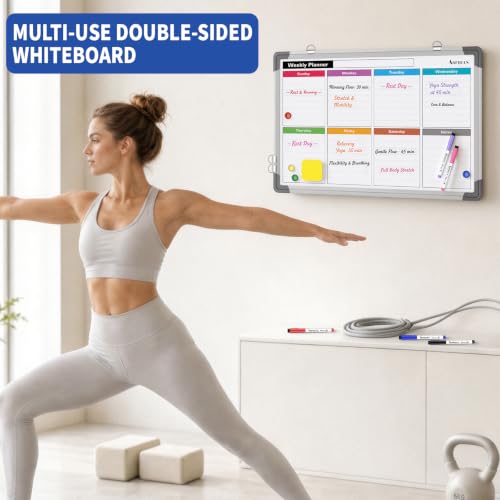 ABERLLS Silver 16x12 Weekly Calendar Whiteboard Wall Magnet Dry Erase