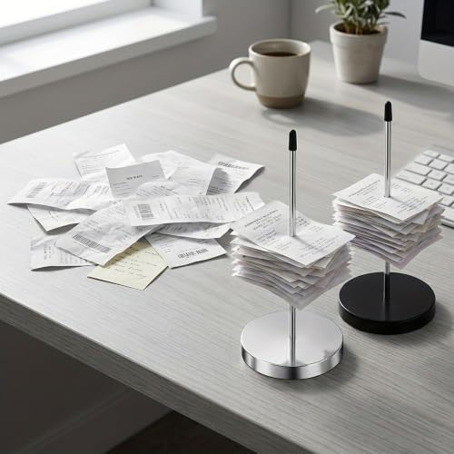 Silvery + Black 2-Pack Stainless Steel Bill Forks, Restaurant Menu Holders