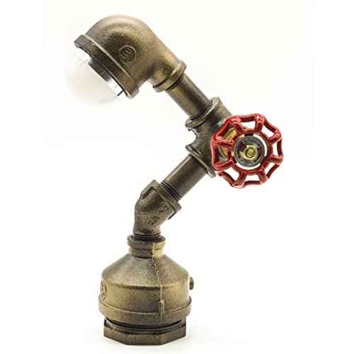 Industrial Steampunk LED Desk Lamp, Iron Piping Loft Style Vintage Antique Light, Retro Desk Lamp, Alfred Night Light LL-007-WW