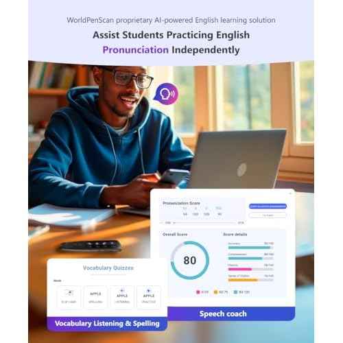 PenPower WorldPenScan Go - Translation Pen with Scanning, Reading, Audio Recording, Live Interpretation, and AI Reading Buddy for Kids