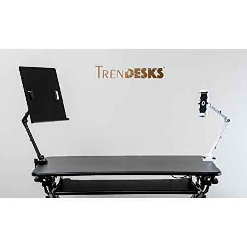 Document Copy Holder and Tablet/Cellphone Holder 2-in-1 (Black), Full Motion, Pull to Adjust Height, Angle and Direction