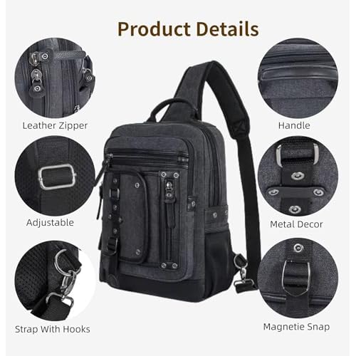 Schkleier Messenger Bag for Men Canvas Sling Bag Crossbody Backpack Laptop Shoulder Bag Hiking Daypacks Casual Tactical