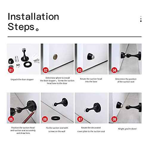YAGU 2 Pack Magnetic Door Stoppers Holder, Zinc Alloy Bright Gold Door Stops Catch Wall Floor Mounted, Magnet Metal Soft-Catch