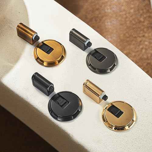 Windproof Door Stopper Indoor Heavy Duty Floor Door Stop Keep Door Open Mechanical No Drilling Door Stopper with Screws and 3M Adhesive, 2 Pack, Matte Brown Bronze