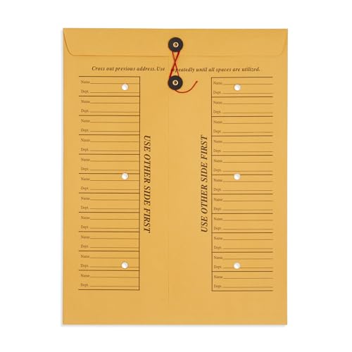 25 Pack 12x16 Interoffice Envelopes with String & Button Closure