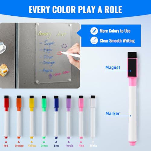 LANDNEOO 2 Pack 12x8 Acrylic Magnetic Whiteboards for Fridge, Dry Erase Menu & Planning Boards with 8 Markers