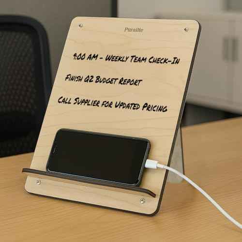 Wood and Acrylic Easel Style Dry Erase Board and Book/Tablet Holder for Home and Office | Portable Whiteboard for Students and Teachers | Marker and Eraser Included (Baltic Birch)