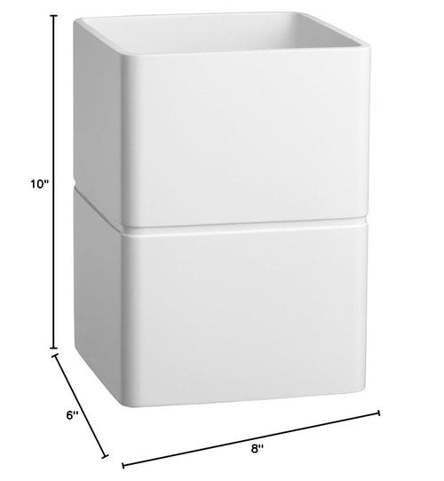 Kraftware Malibu Waste Basket, White, Contemporary Garbage Can For Office, Study, Bathroom, Home Bedroom, MADE IN U.S.A.