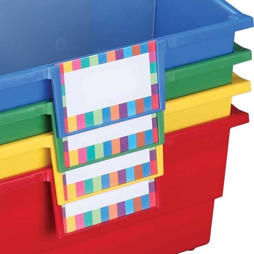 Really Good Stuff Large Plastic Book Organizer Bins - 4 Pack - Classroom Storage and Organization for Labeled Books and Supplies - Multi-Purpose Storage Bins with Dividers