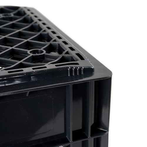 Stackable Milk Crates, Kitchen Work Commercial Garage Totes, 24 Quart, Heavy Duty Plastic, Black, 19" L x 13" W 11" H