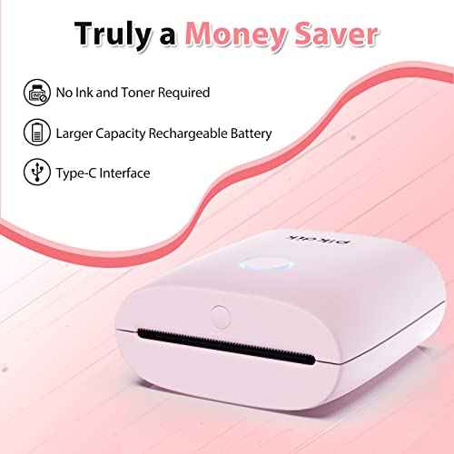 Mini Pocket Thermal Printer - PD-Q2 Portable Bluetooth Inkless Printer Machine 300 DPI Compatible with Android & iOS for 2 Inch Work List,Photo,Receipt,Children DIY,QR Code (Light Pink)