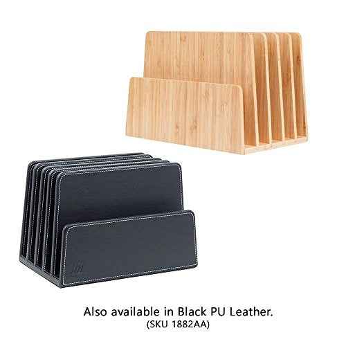 MobileVision Bamboo Desktop File Folder Organizer and Paper Tray, 5 Slots