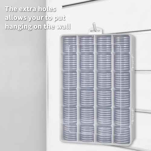 168 Pcs 46mm Coin Capsules Case with Foam Gasket, Plastic Storage Organizer Holder for Coin Collection Supplies, 7 Sizes (16/20/ 25/27/ 30/38/ 46mm) (Box Only)-White