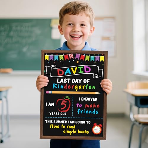 First Day of School Sign Board with 6 Liquid Chalk Markers | Back-to-School Photo Prop