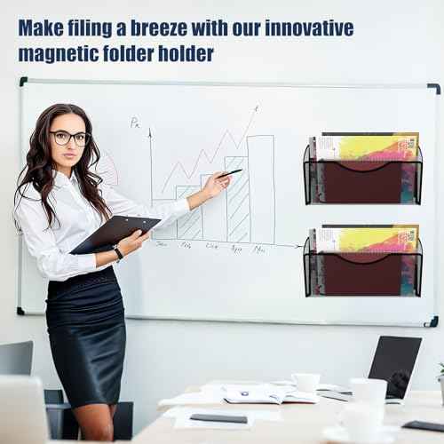 Magnetic File Holder 1 Pockets File Folder Organizer, Office Hanging Magazine Rack for File Cabinets, Magnetic Paper Holder, No Drilling Mail Organizer for Refrigerator, Office