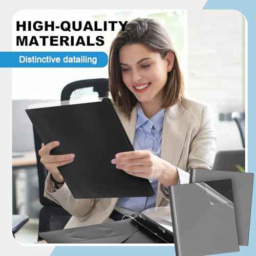 Teling 24 Pcs Clear Report Cover with 3 Prongs, Plastic Report Presentation Folders 90 Sheet Capacity Resume Document Covers for School Office(Black)