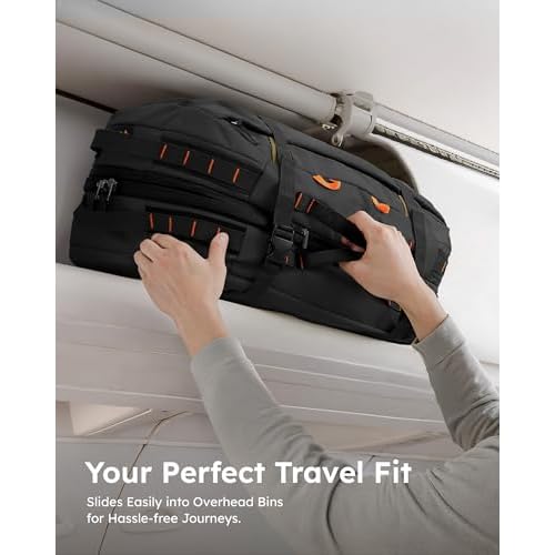 Tolaccea Travel Laptop Backpack, Large Carry on Backpack Flight Approved Convertible Duffle Luggage Bag Daypack Work Business Rucksack Fits 16" Laptop for Men Women 3 Carrying Ways, 40L-50L Expandable