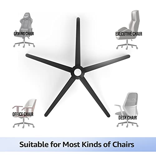 MASTERY MART 28 Inch Office Chair Base, Heavy Duty 2400 Lbs, Reinforced Metal Desk Chair Replacement, Universal Gas Cylinder Hole Caster Socket, Matte Black