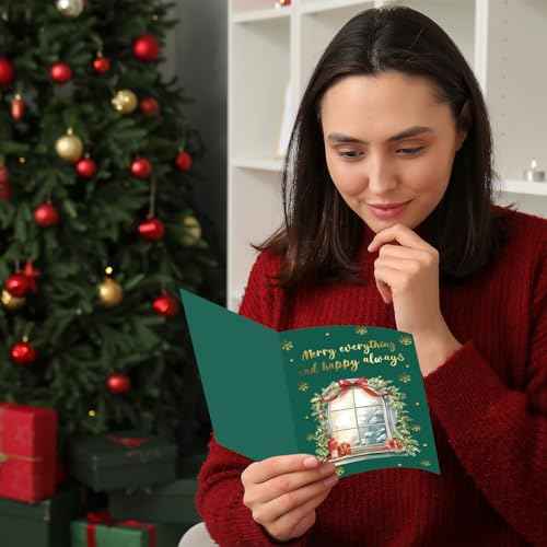 240 Sets Christmas Cards Bulk with Envelopes and Stickers Holiday Merry Christmas Greeting Cards Set 12 Assorted Designs Xmas Note Card Set Blank Inside for Winter Theme Xmas Gift