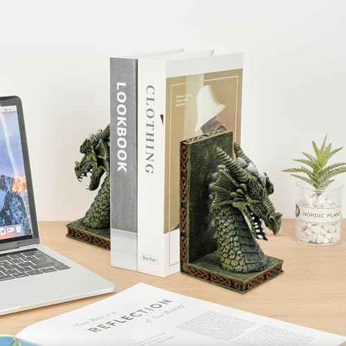 Dragon Bookends for Shelves Set of 2 - Heavy Book Ends Book Supports for Shelves, 4.15 "x 3.25 "x7 Unique Dragon Design Copper£¨10 Inch£©