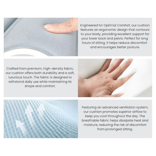 Ergonomic Lumbar Support Cushion, Silver,44.5mm x 410mm x 340mm, Standard Size, for Shoulder and Back Posture, 110-265 lbs Capacity