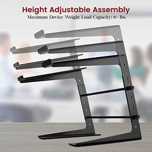 Pyle Universal Portable Laptop Desk Stand - 6.3 to 10.9 Inch Adjustable Standing Table Monitor Computer Desk Workstation Riser w/Level Height Alignment for DJ, PC, Gaming, Home or Office PLPTS25X2