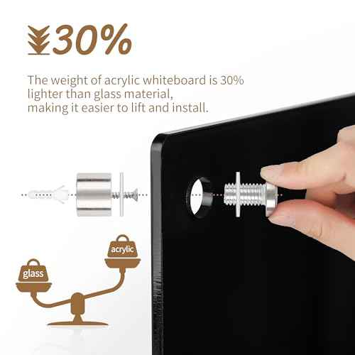 Acrylic Black Magnetic Dry Erase Board for Wall, White Board12¡±x16¡±,Frameless Magnetic Dry Erase Board for Office,Classroom and Home/for Kids,Students,Adults.3040B