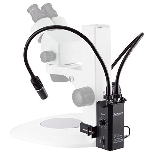 AmScope LED-6WA 6W Dual Gooseneck Microscope Illuminator - Daylight 6500K